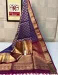 Royal Blue & Maroon Pure Silk Saree with Rich Zari Border