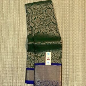 Elegant Green & Royal Blue Pure Silk Gold Zari Saree