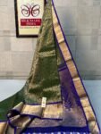 Elegant Green & Royal Blue Pure Silk Gold Zari Saree