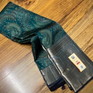 Emerald Green Paisley Silk Saree with Rich Gold Zari Border