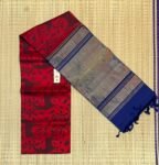 The Royal Crimson & Midnight Cobalt Pochampally Silk Saree