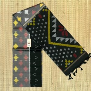 Gemini said Classic Charcoal & Slate Grey Handloom Ikat Saree