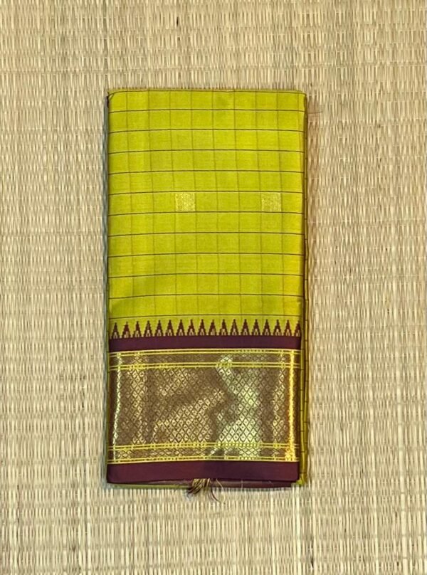 Festive Lime & Wine Gold Zari Cotton-Mix