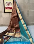 Rich Maroon & Turquoise Pure Silk Gold Zari Saree