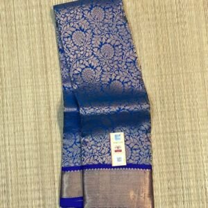 Graceful Steel Blue & Royal Blue Pure Silk Gold Zari Saree