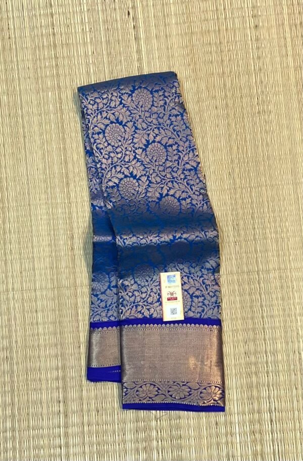 Graceful Steel Blue & Royal Blue Pure Silk Gold Zari Saree