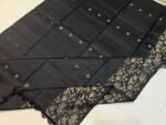 Classic Charcoal Black Gold Zari Silk Saree with Floral Border