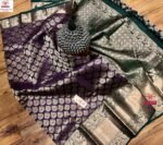 Royal Purple & Olive Green Pure Silk Saree with Rich Zari Detailing