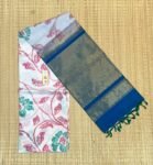 The Pearlescent Ivory & Deep Teal Pochampally Silk Saree