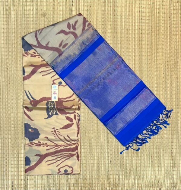 The Enchanted Forest & Electric Azure Pochampally Ikat Saree