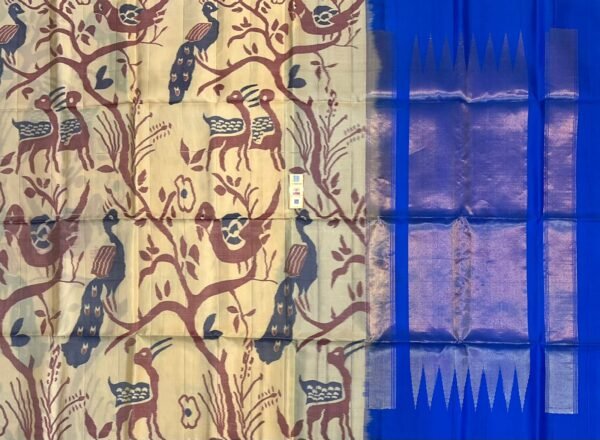 The Enchanted Forest & Electric Azure Pochampally Ikat Saree