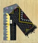 Exquisite Slate Grey & Jet Black Handloom Ikat Saree