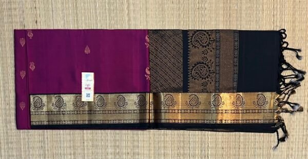 Royal Magenta Saree with Gold Zari Jacquard Border & Designer Pallu