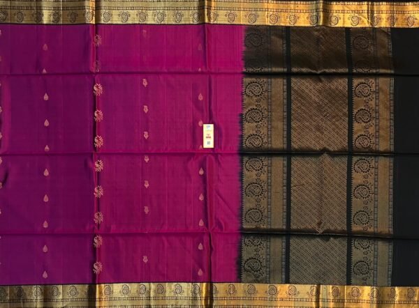 Royal Magenta Saree with Gold Zari Jacquard Border & Designer Pallu