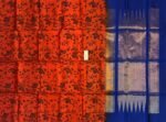 The Fiery Ochre & Imperial Blue Pochampally Ikat Silk Saree