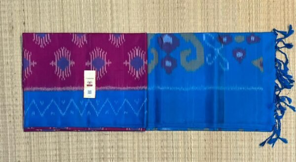 Enchanting Magenta & Royal Blue Handloom Ikat Saree