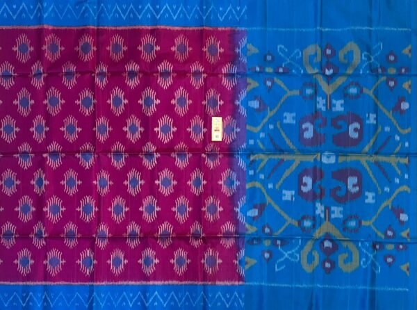 Enchanting Magenta & Royal Blue Handloom Ikat Saree