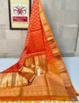 Radiant Orange Silk Saree with Rich Gold Zari Weaving & Grand Traditional Border