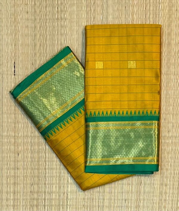 The Sun-Kissed Mustard & Emerald "Gopuram" Saree