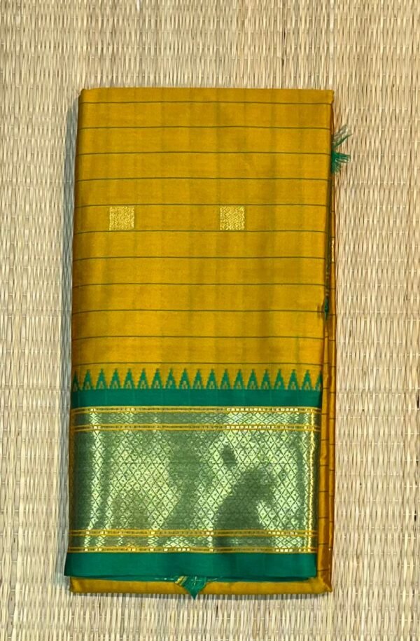The Sun-Kissed Mustard & Emerald "Gopuram" Saree