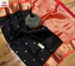 Elegant Black Silk Saree with Rich Gold Zari & Traditional Korvai Border