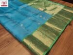 Elegant Turquoise Blue & Parrot Green Kanchipuram Silk Saree with Rich Gold Zari Weaving