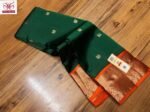 Rich Emerald Green Silk Saree with Orange Korvai Border & Gold Zari Buttas