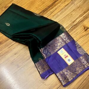 Emerald Green & Royal Purple Gold Zari Kanjivaram Silk Saree