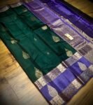 Emerald Green & Royal Purple Gold Zari Kanjivaram Silk Saree