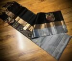 Royal Grey Silk Saree with Gold Zari Border & Majestic Elephant Pallu