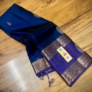 Royal Navy Blue & Lavender Gold Zari Silk Saree