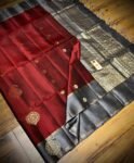 Royal Maroon & Steel Blue Pure Silk Saree with Rich Gold Zari Paisley Weaving