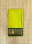 Parrot Green Kalyani Cotton Saree with Traditional Zari Border