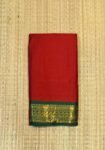 Chili Red Kalyani Cotton Saree with Emerald Green Gold Zari Border
