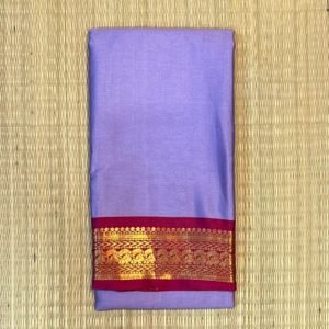 Lavender Kalyani Cotton Saree with Magenta Gold Zari Border