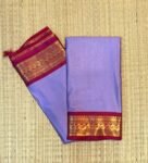 Lavender Kalyani Cotton Saree with Magenta Gold Zari Border