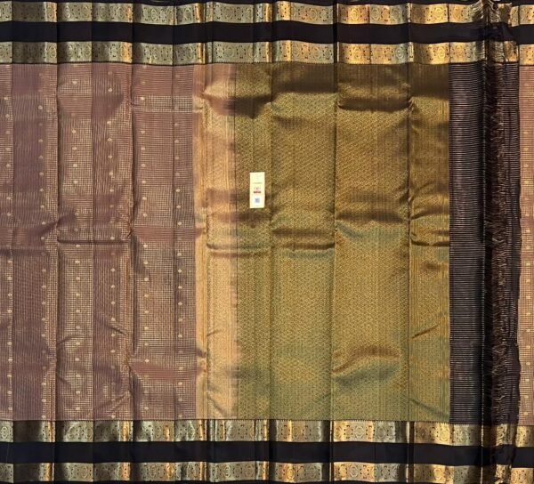 Antique Gold & Coffee Brown Zari Woven Silk Saree