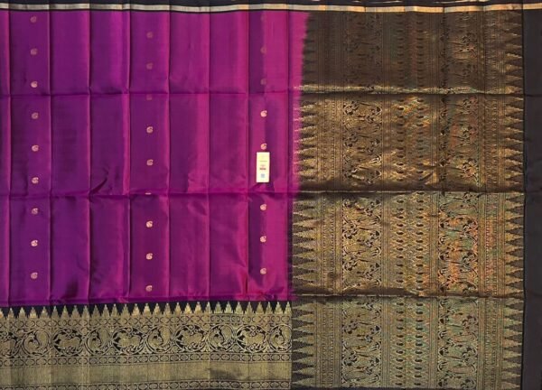 Royal Magenta & Antique Gold Zari Woven Silk Saree