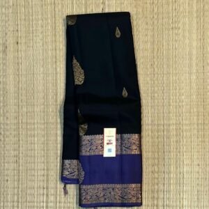 Elegant Navy Blue & Royal Purple Silk Saree with Rich Gold Zari Work