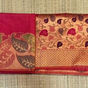 Elegant Red Silk Saree with Gold Zari Floral Border & Rich Pallu