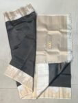 Charcoal Grey & Champagne Lustre Zari Saree