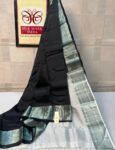 Classic Black Silk Saree with Silver Zari Border & Rich Silver Pallu
