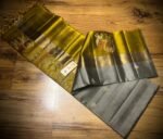 Elegant Grey Silk Saree with Rich Gold Zari Border & Traditional Elephant Motifs