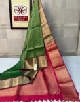 Royal Green & Rose Pink Silk Saree with Rich Gold Zari Weaving