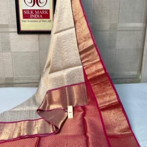 Elegant Ivory & Rose Pink Silk Saree with Rich Gold Zari Border