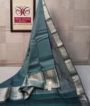 Elegant Teal Blue Silk Saree with Classic Silver Zari Border