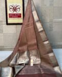 Classic Copper Brown Silk Saree with Rich Silver Zari Border
