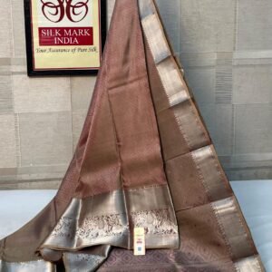 Classic Copper Brown Silk Saree with Rich Silver Zari Border