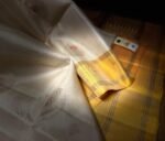 Elegant White Silk Saree with Gold Zari Buttas & Rich Yellow Pallu