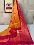 Golden Orange Pure Silk Saree with Rich Pink Gold Zari Border | Traditional Silk Mark Certified Saree
